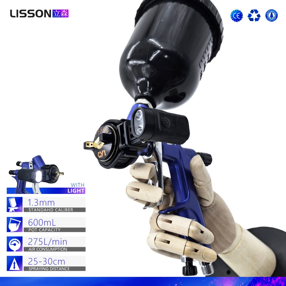 

1.3mm Spray Gun with LED Work Light – High Atomization for Cars, Furniture, Motorcycles & DIY Projects