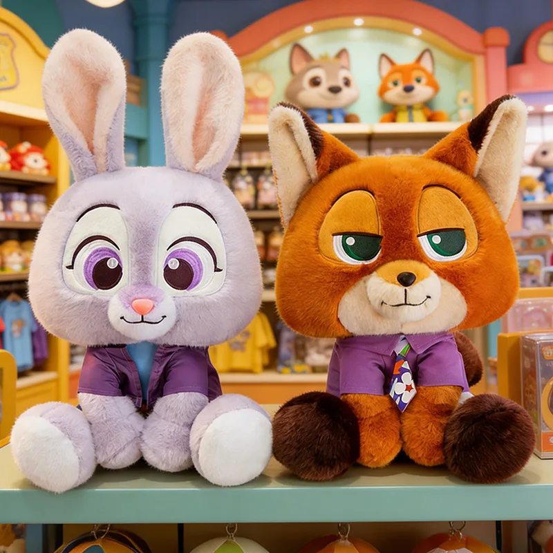 60cm Disney Zootopia Judy Rabbit and Nick Fox Plush Toys Stuffed Animal Dolls Sitting Style Soft Baby Kids Birthday Xmas Gift