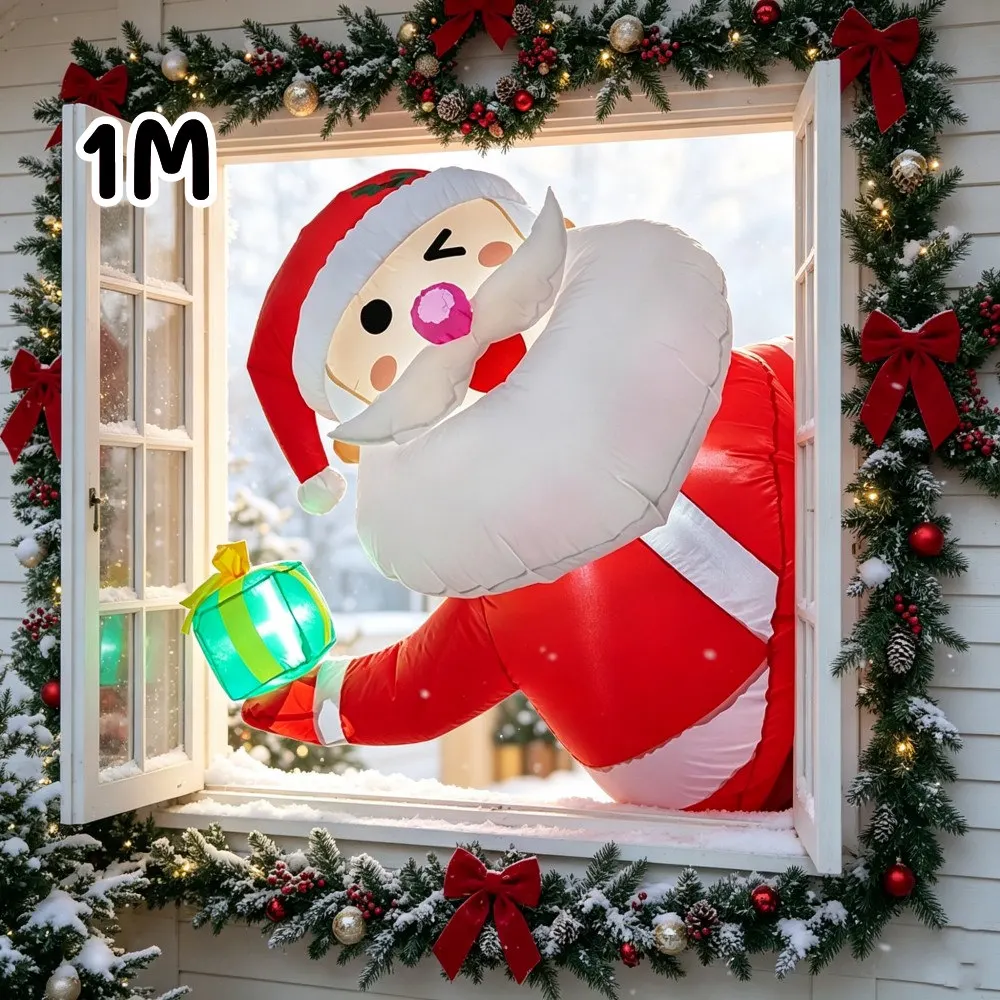 3.3FT Christmas Inflatable Santa Claus Built-in LED Lights Suitable For Indoor Outdoor Garden Eaves Window Display Decorations
