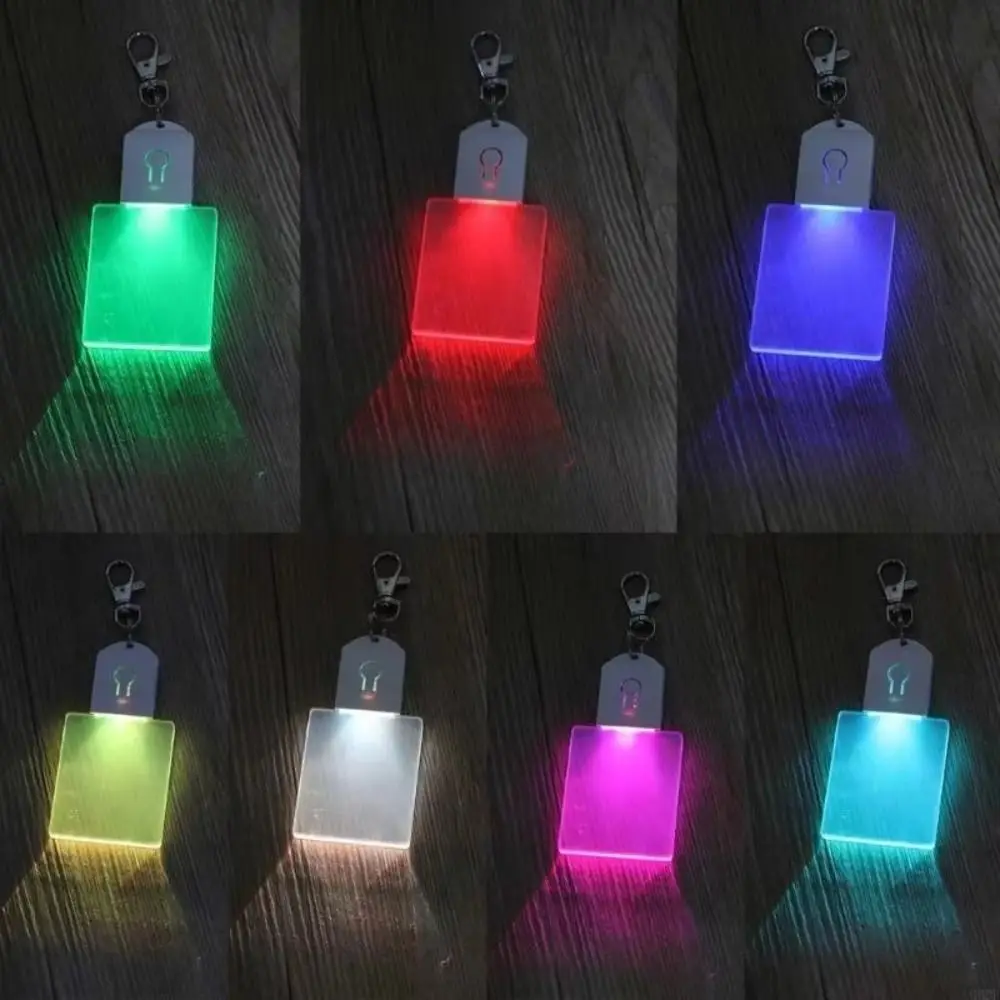 Round Square Night Light Keychain USB Rechargeable Mini Size Acrylic Bag Charm LED Light Source Transparent Illuminated Keychain