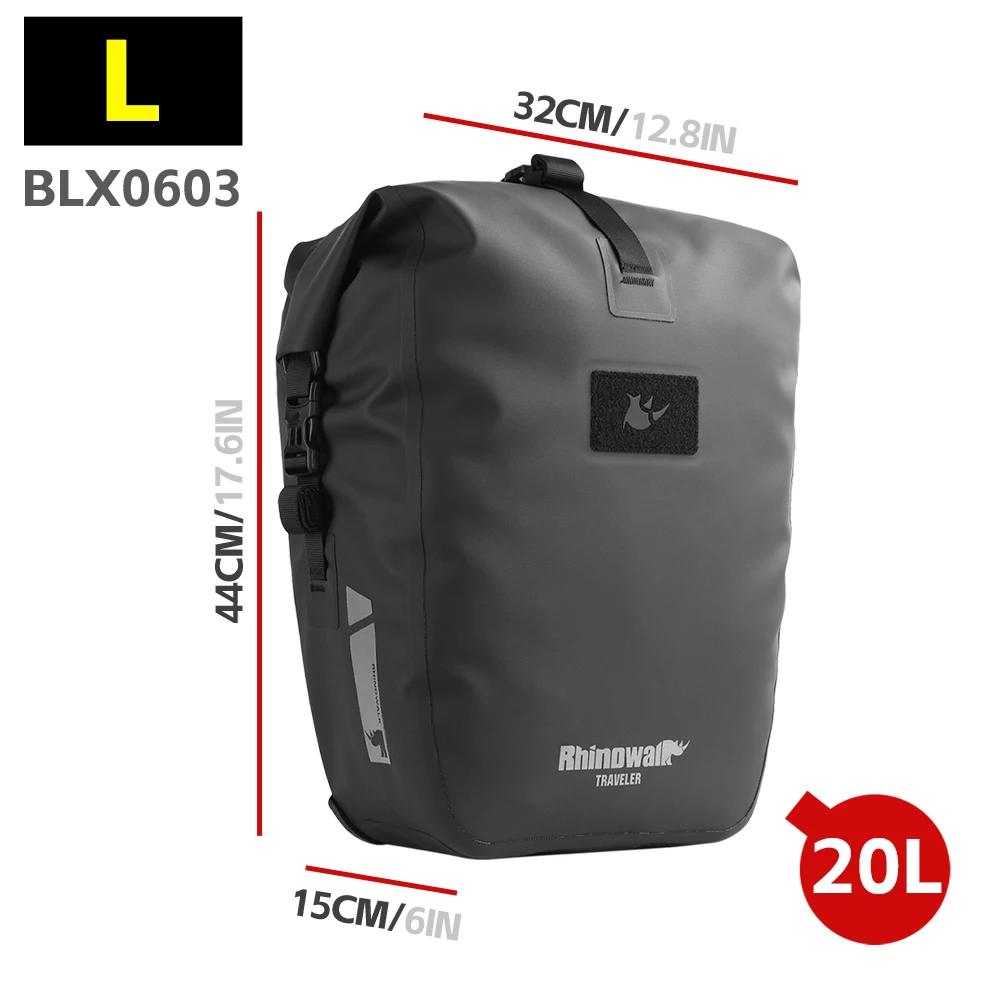 Rhinowalk Fietstas Waterdicht Quick Release 6-12-20-25L Voor Road MTB Touring & Vouwfiets Lange Dist Fietsen Side Pack