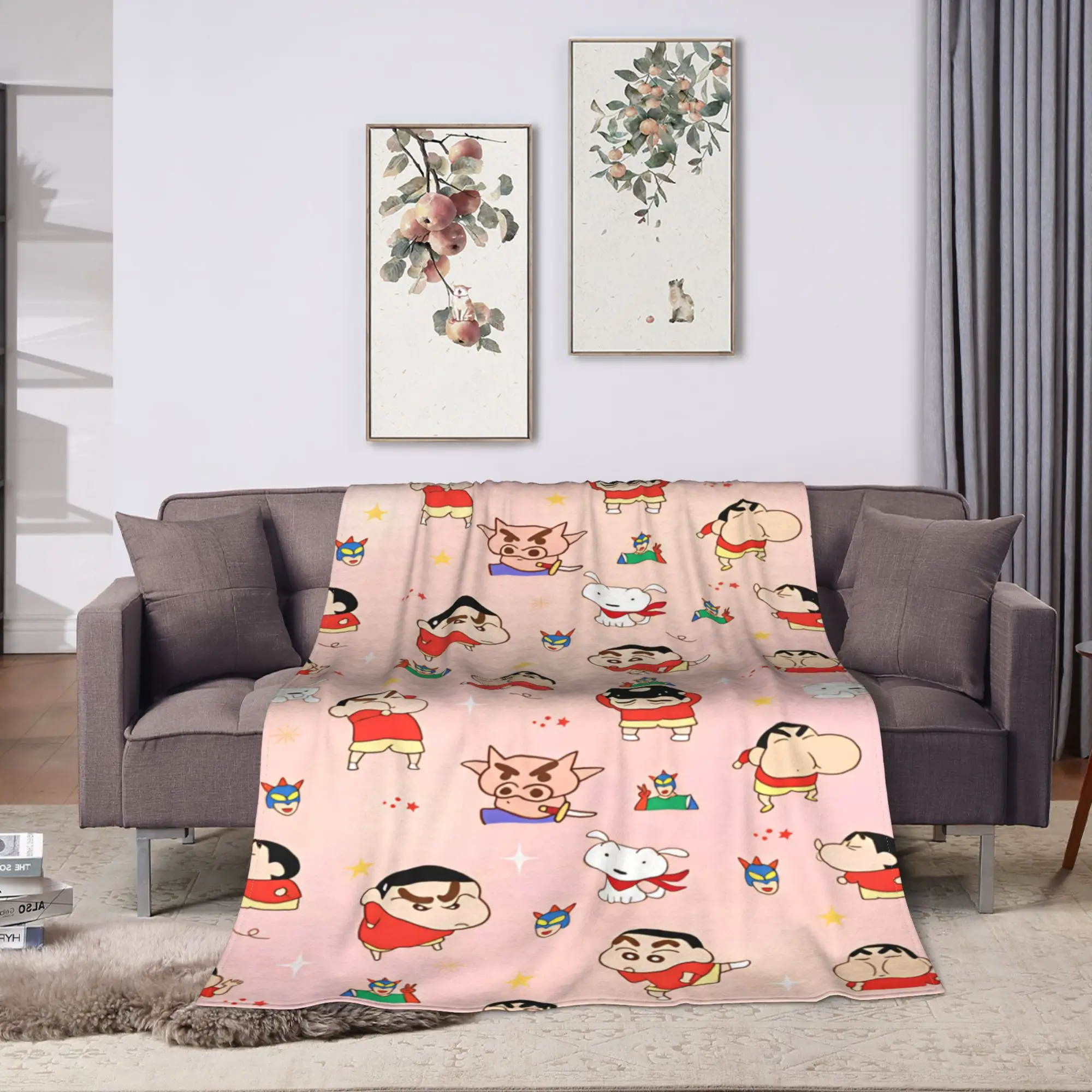 Crayon Shin-chan  Blanket  Warm Soft Street Trend Plush Throw Blanket For Couch Chair Travel Office Flannel Bedspread Bed Cover