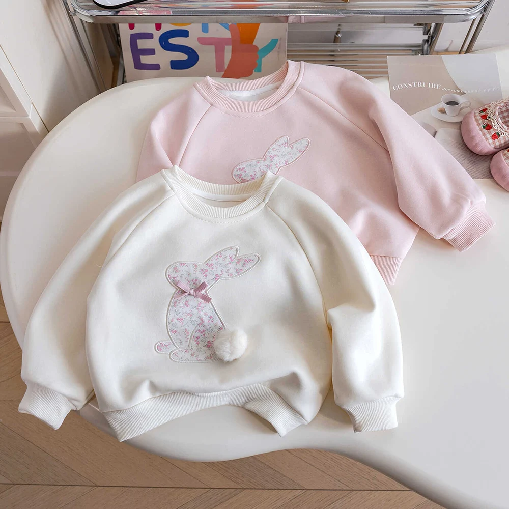 Baby Meisjes Tops Sweatshirt Lente Herfst Lange Mouw Schattige Cartoon Konijn Pullover Kids Hoodies Koreaanse Stijl Kinderkleding