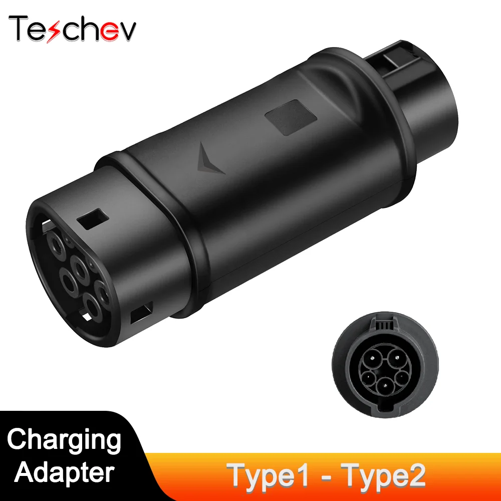 Teschev EVSE Adaptor 16A 32A Electric Vehicle Car EV Charger Connector SAE J1772 Socket Type 1 To Type 2 EV Adapter Socket