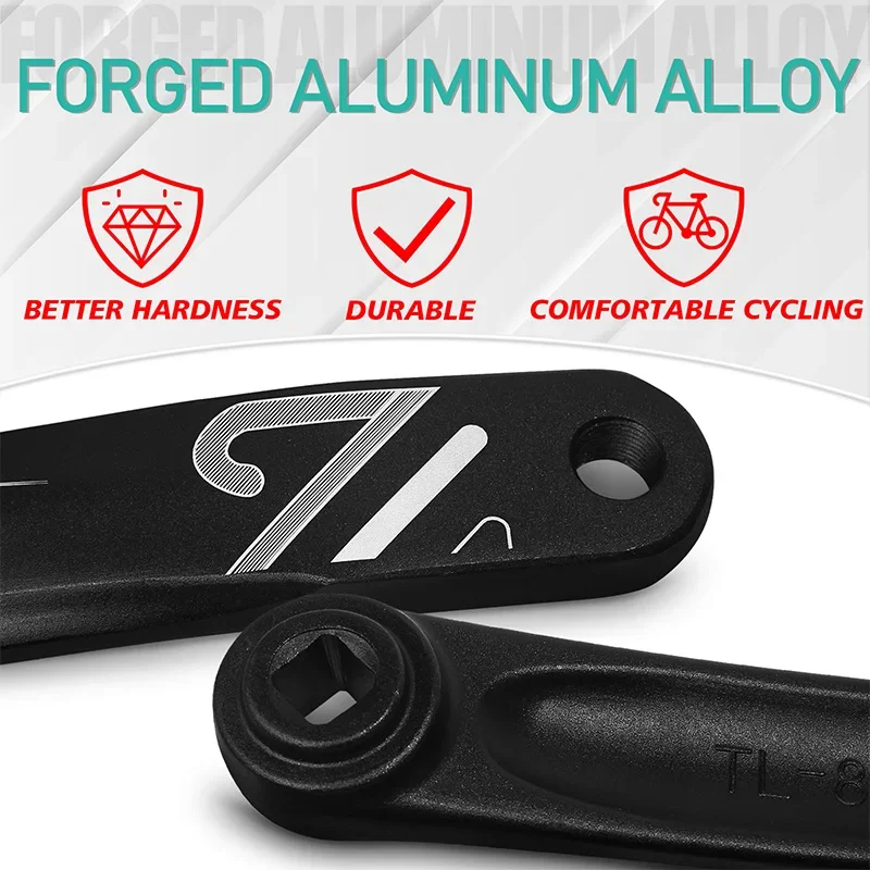 Bucklos Fahrrad-Ersatzkurbel, quadratisch, Spline-Loch, Fahrradkurbel, 152/170/175 mm, Fahrrad-linker Kurbelarm, E-Bike-Kurbel, Einzelkurbel – Detail 4