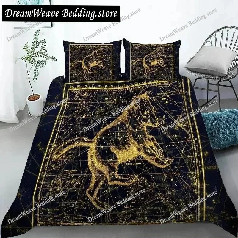 Bedding Decor Yellow Constellation Bedding Set Duvet Cover 3d Bedding Fashion Design Decoration King Duvet Cover Set Double Bed
