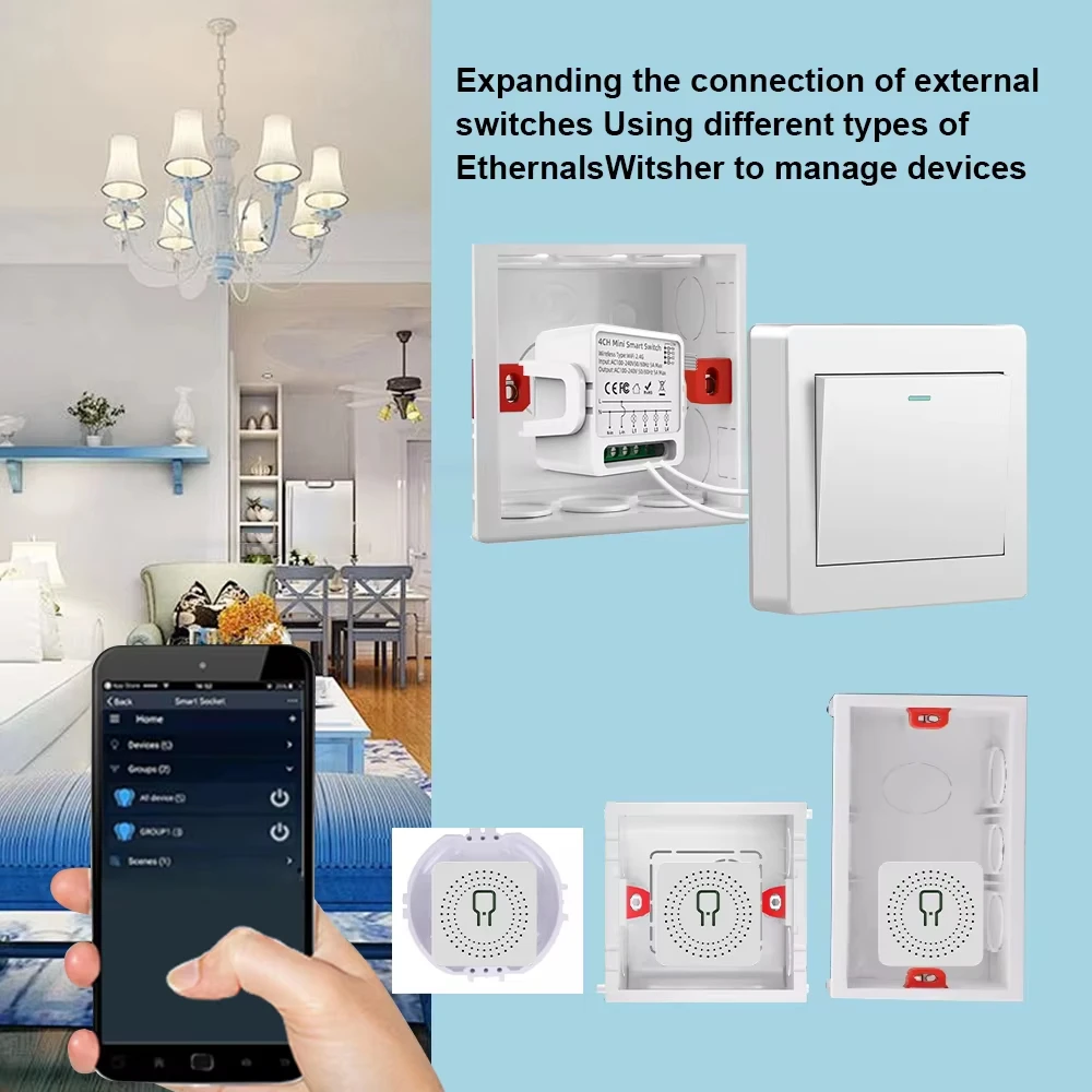 Tuya WiFi Smart Switch 1/2/3/4 Gang Mini Smart Light Breaker Compatible with Smart Life Alexa Google Home Voice Control