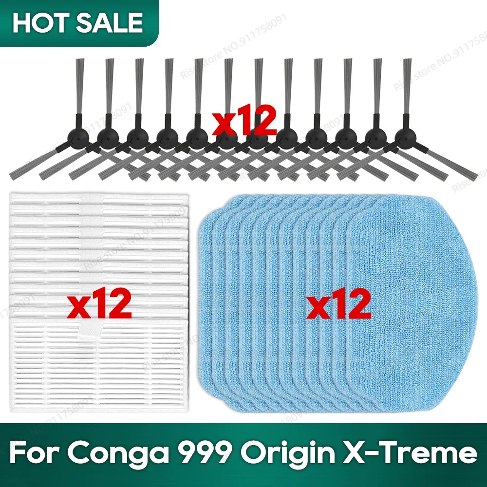 Fit for Conga 999 Origin X-Treme Robot Vacuum Parts Mop Washcloth Hepa Filter Side Brush Scraper Bar