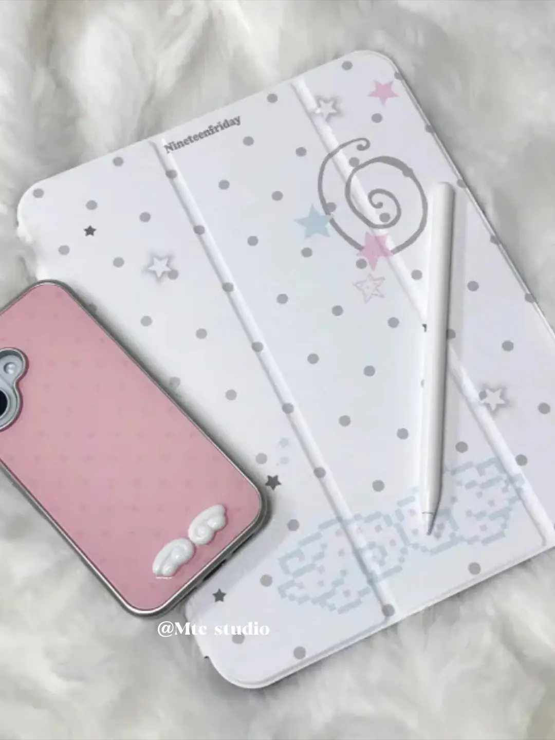 Korean Ins Polka Dots Angel Wings Case For iPad Pro 11 12.9in 13 M4 M5 Case 9.7 10.2 5/6th 7/8/9 11th Mini Air 3 4 5 6 7 Cover