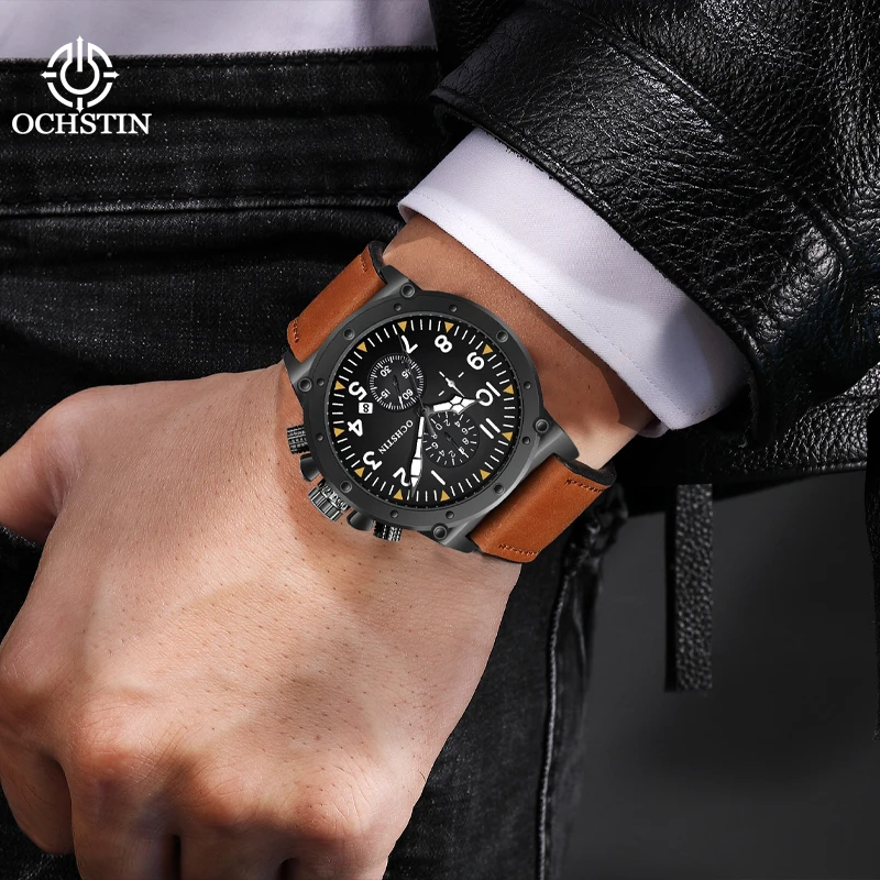 Ochstin 2024 nuova serie pilota orologio al quarzo da uomo con movimento al quarzo multifunzionale splendido e alla moda