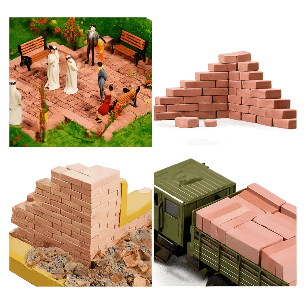 Red Mini Brick Silicone Mold Building Making Handmade House Tile Model Mould Scene Model Building Bricks Miniature Brick Mold