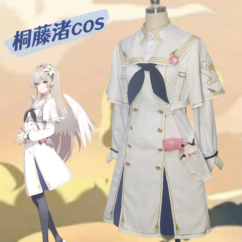 Game Blue Archive Cos Kiribushi Nagisa Cosplay Sweet Lovely White dress Customize uniform Female battle Costume B