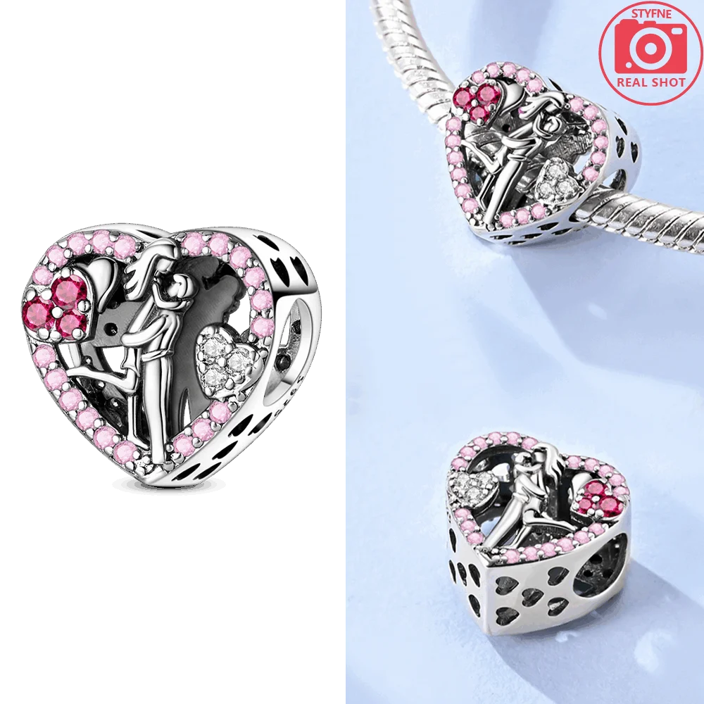 Charms Silver 925 Infinite Love Couple Heart-shaped Beads Fit Charms Plata 925 Original Bracelet Women Jewellery Making Gifts
