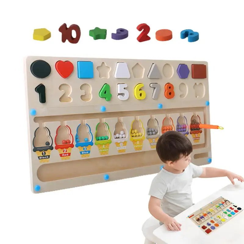 

Magnetic Color & Number Maze Montessori Toys Wooden Counting Puzzle Board Kids Education Toys Toddler Fine Motor Skills Game Toy