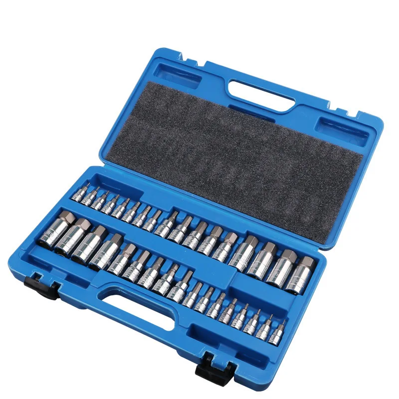 Imagem -03 - Mestre Hex Bit Socket Grupo Allen Wrench Bit Kit Chave Hex para Ratchet Socket Tool Sae e Metric Drive 34 Pcs