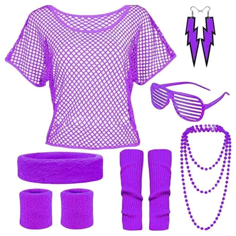 أزياء R1WE 80s للنساء، إكسسوارات ملابس تنكرية لحفلات الهالوين وأعياد الميلاد والحفلات التنكرية وعصابة رأس من الخرز