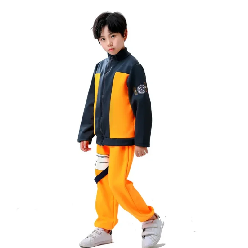 Veste et pantalon Uzumaki Akatsuki Cosplay pour enfants, bande de sauna pour garçons et filles, accessoires de perruque, uniforme pour enfant, costume d'Halloween Kunai, chaud