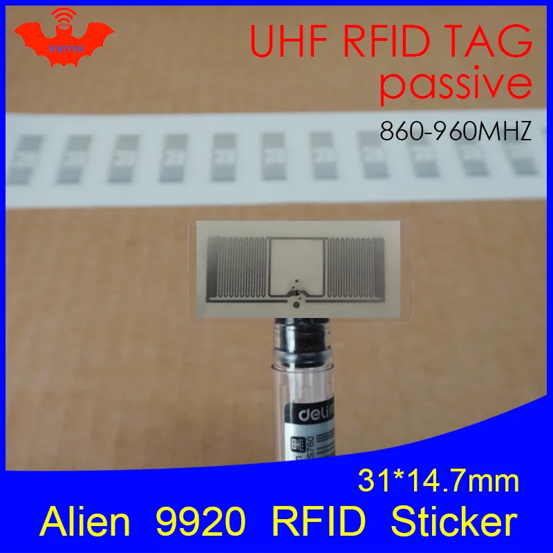 Uhf rfid tag aufkleber alien 915 h9 nass inlay 868mhz 860 960mhz-mhz epcc1g2 6c smart adhensive passive rfid tags etikett