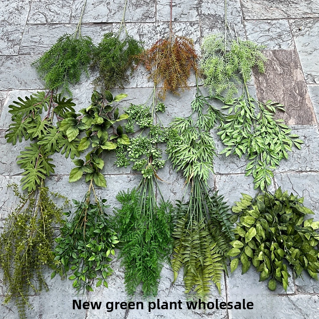 

New simulated green plants green Persian leaves oak leaves mint leaves pine needles forest wedding soft furnishing wholesale