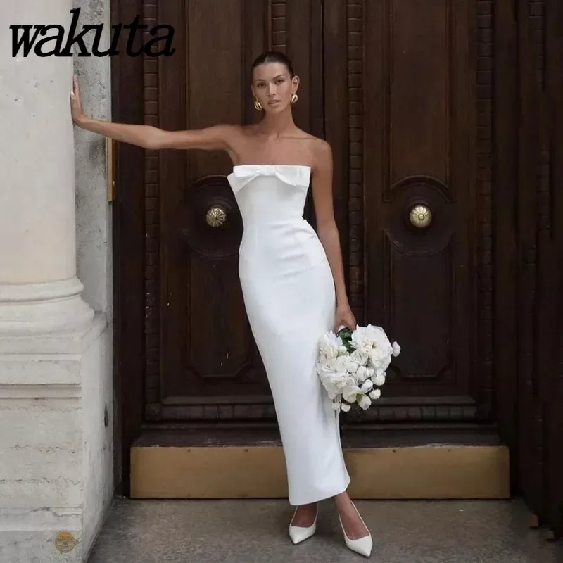 Wakuta Fashion Lady Wedding Party Dresses  A Line Sleeveless Sexy Backless Bride Prom Vestidos Bridal Robe De Mariée 2024 Boheme