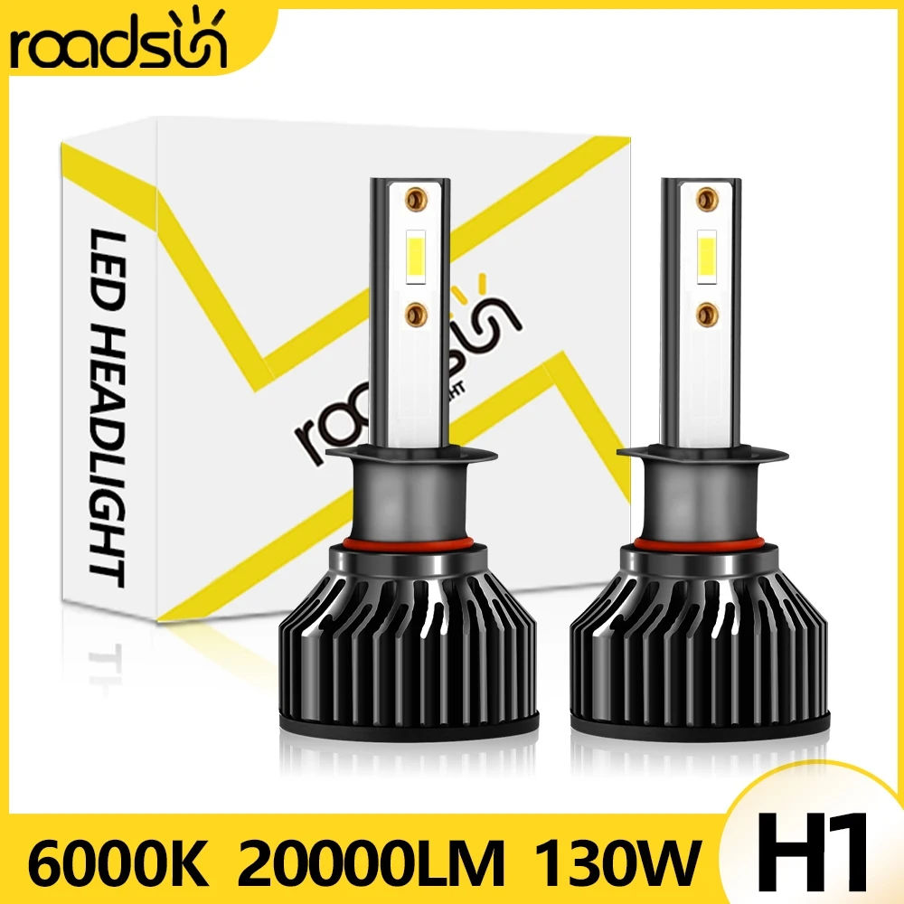 

2x H1 LED Headlight Bulbs 130W 20000LM Super Car LED Headlamp With Fan CSP 1860 Chips 6000K Dual-Cooling System