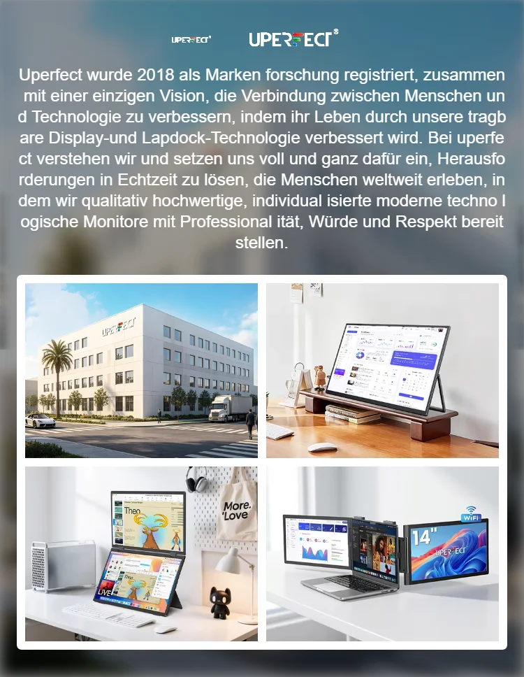 UPERFECT 21,5" Draagbare Monitor – 1080P Full HD, 120Hz, 1300:1 Contrast, Slank Aluminium, VESA, USB-C En HDMI, Voor Laptop, Telefoon, Console En Mini-pc 4 miniatura