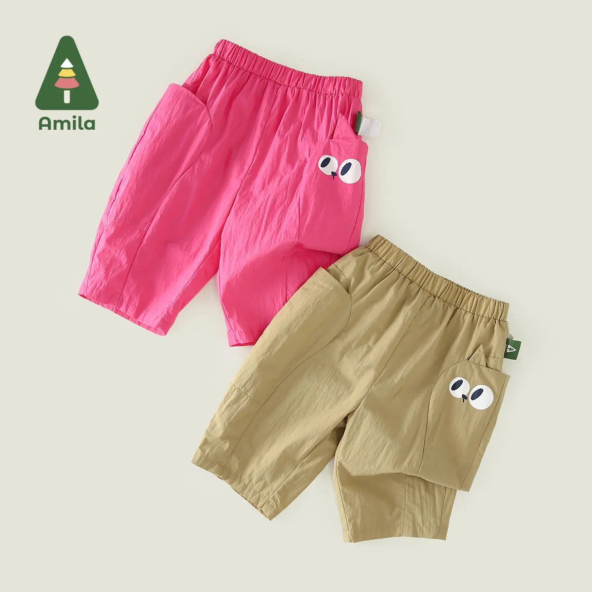 Amila 2024 Summer New Baby Bottoms for Boys and Girls Casual All-match Solid Cotton Children\'s Clothing Pants 0-6Y