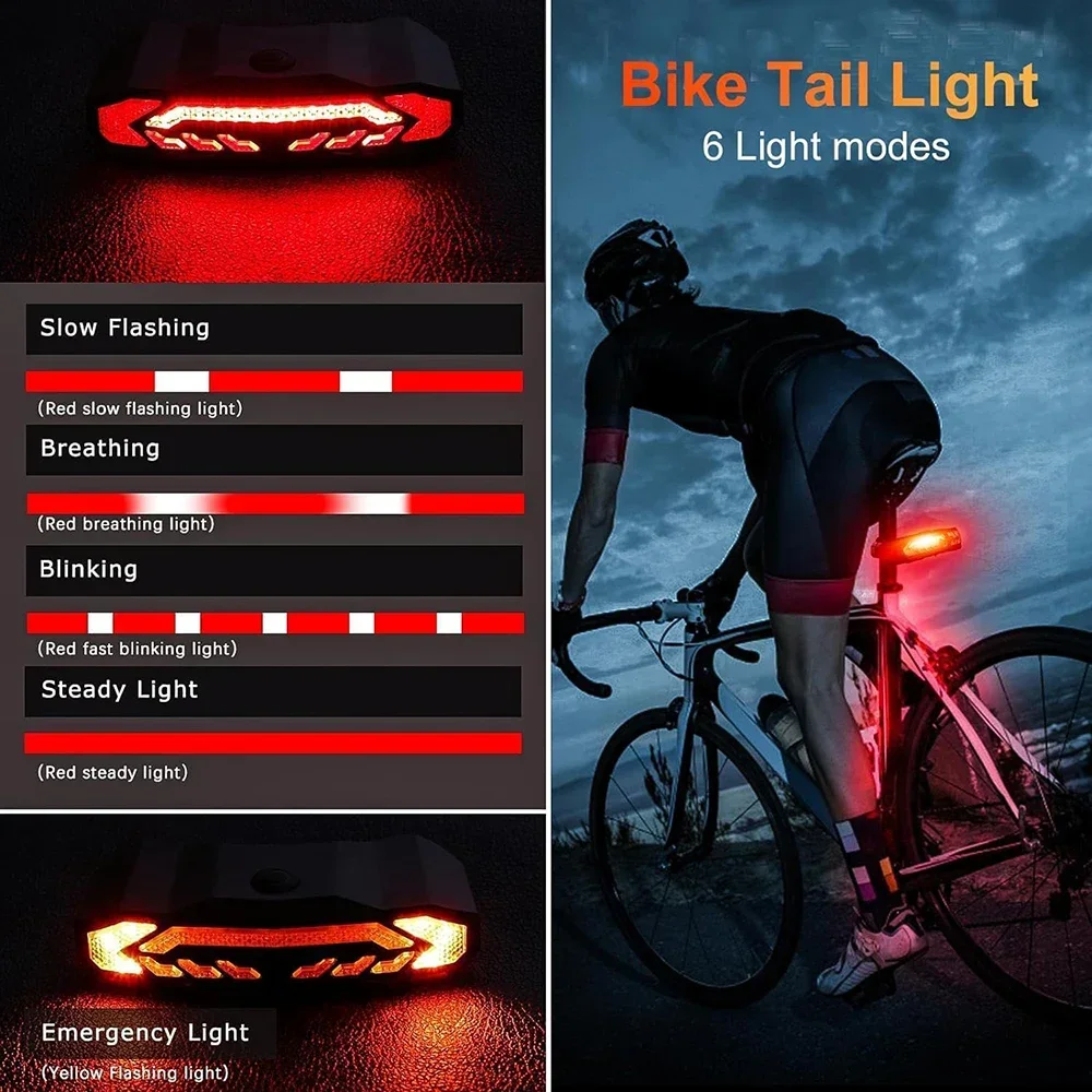 Rockbye Bicycle Headlight with Horn Alarm Remote Control Waterproof Bicycle Tail Light with Turn Signal Bicycle Anti-theft Alarm