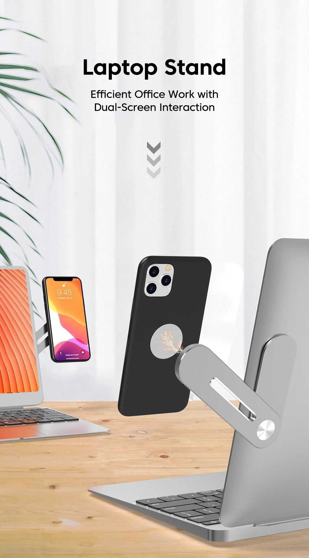Invisible Foldable Magnetic Laptop Phone Holder Laptop Same Screen PhoneStand Computer Monitor Side Display Expansion Back Mount