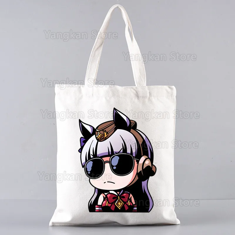 Uma Musume حقيبة قماش قنب عادية حقائب يد كبيرة Umamusume أنيمي حقيبة يد للتسوق طباعة حقيبة سعة كبيرة