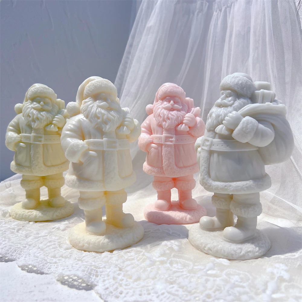 

Christmas Santa Claus Candle Silicone Mold Standing Kriss Kringle Plaster Gypsum Mould for Yard Decor