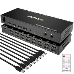 AIMOS-HDMI Interruptor KVM, 8 em 1 Saída, Switcher para Laptop, PC, PS4, Monitor, Mouse, Teclado, 4K a 30Hz