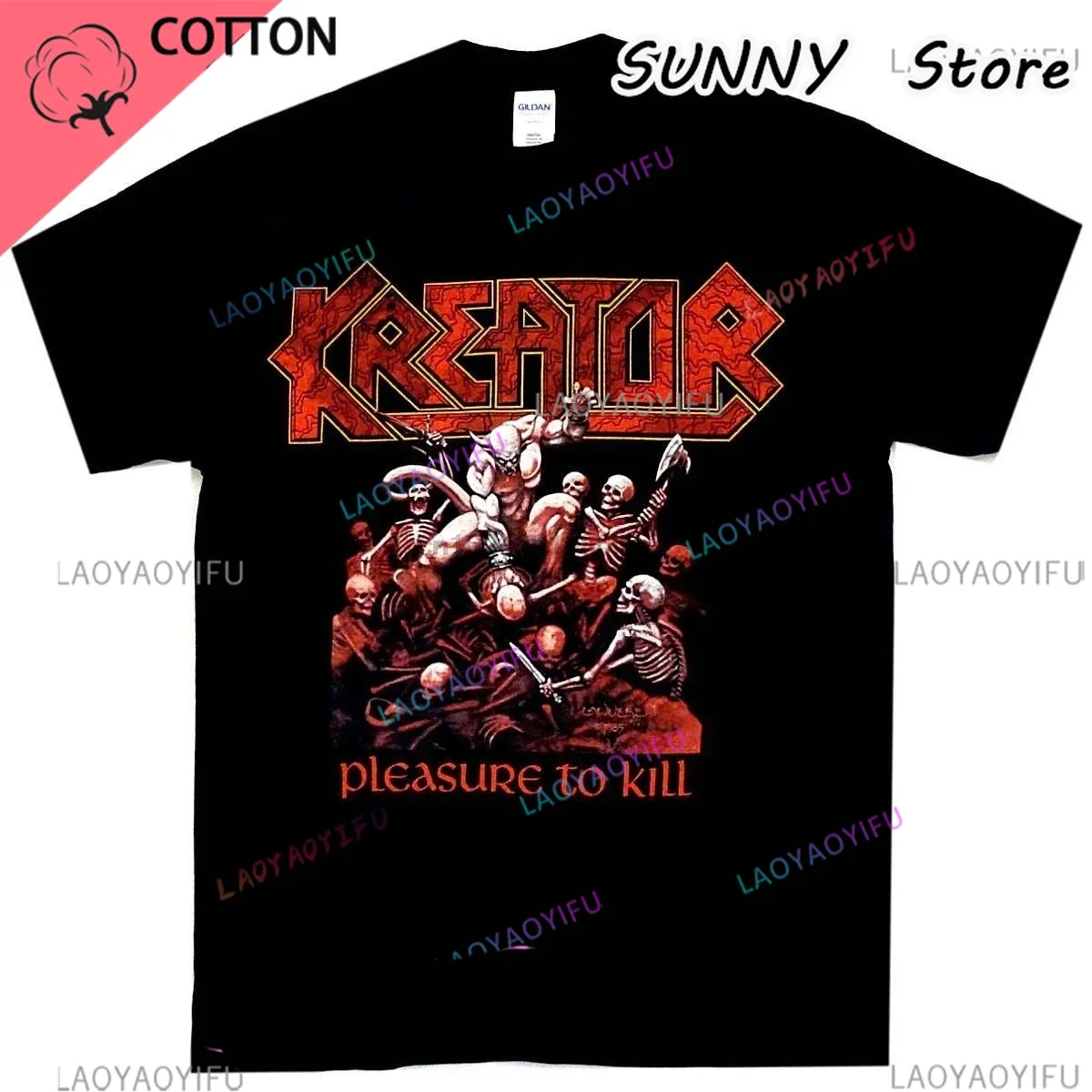 Kreator Happy Kill Thrash Metal patterned tops street wear everyday comfortable pullover T-shirts for both men and women