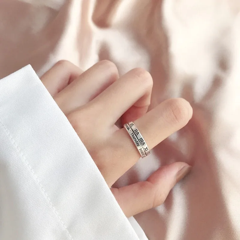 

3pcs Women's Retro Roman Numeral Adjustable Open Finger Ring Hip Hop Punk Jewelry Versatile Simple Design for Any Occasion
