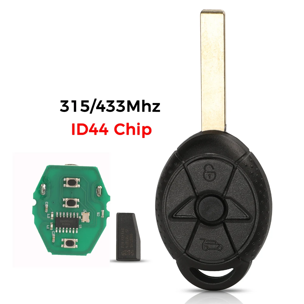 jingyuqin 2 Buttons EWS Car Remote Control Key For Old BMW Mini Cooper S R50 R53 Fob 315Mhz/433Mhz Adjustable ID44 Chip