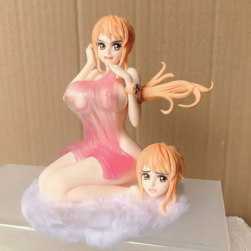 15cm One Piece Nami Szlafrok Dwugłowa Piękna Dziewczyna Anime Ręcznie Robione Figurki Akcji Dekoracja na Biurko Ozdoba Prezent