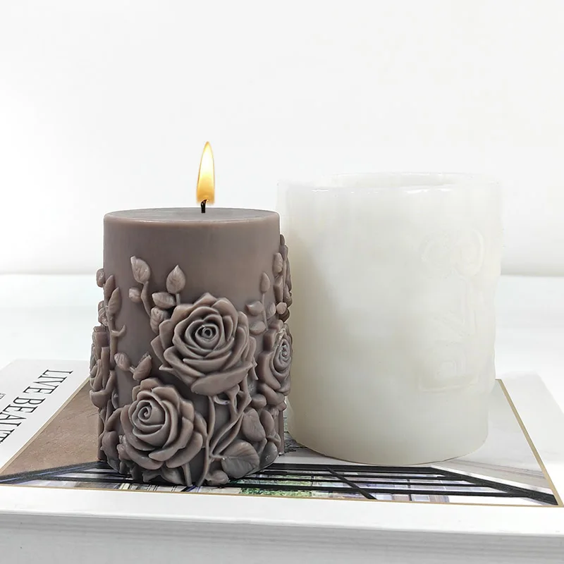 Moldes de silicona con diseño floral vibrante para entusiastas creativos, exquisita artesanía, adecuados para velas, yeso de resina