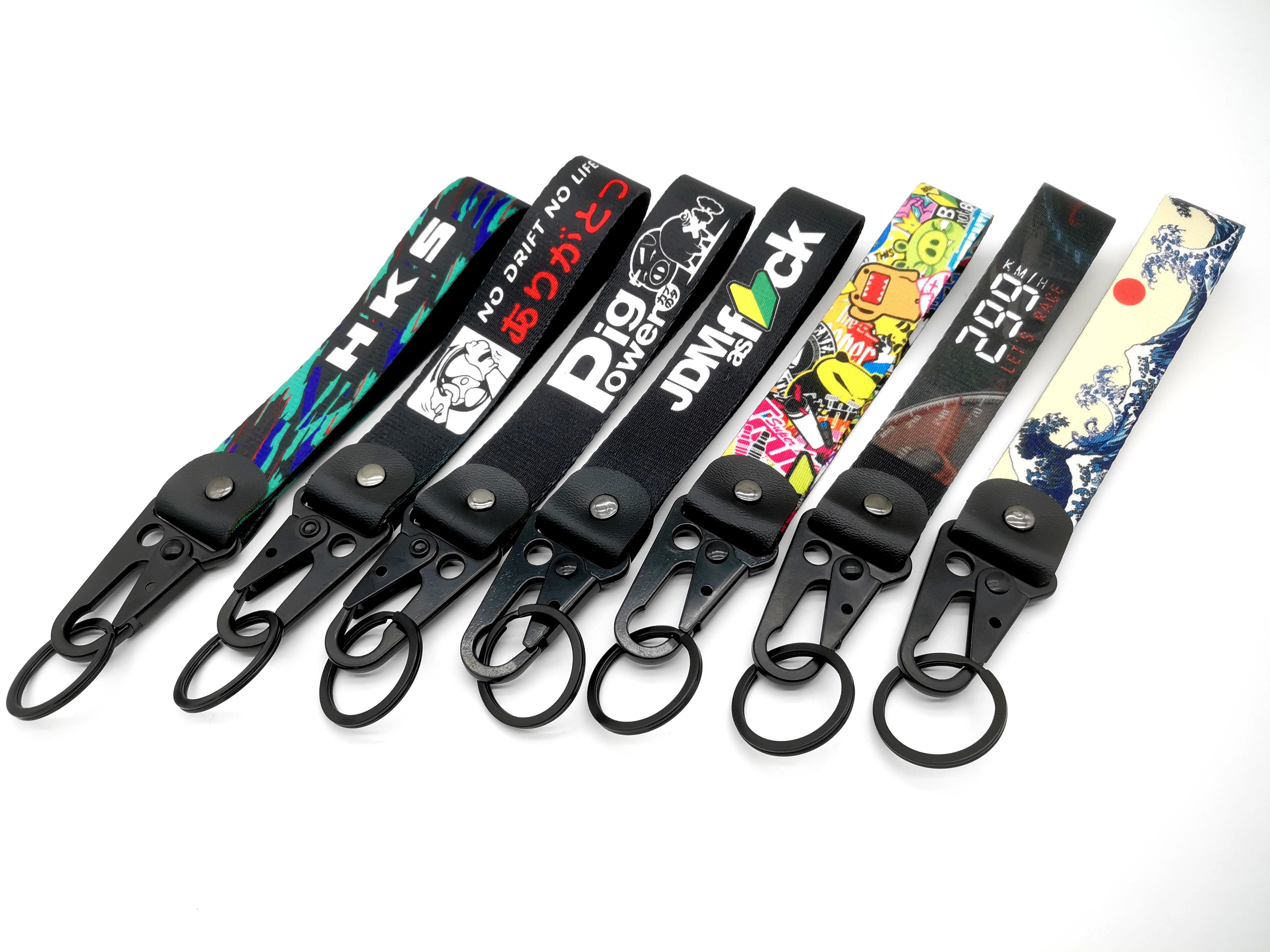 

Hot JDM Racing keyring Car keytags Strap keychian Nylon Strap Keychain Key Chain with Steel Spring Clip Lanyard Accessories