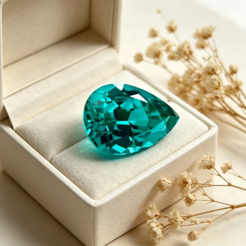 

Paraiba Pear Shape Artificial Gemstone Neon Blue Color Available Certificate Factory Outlet