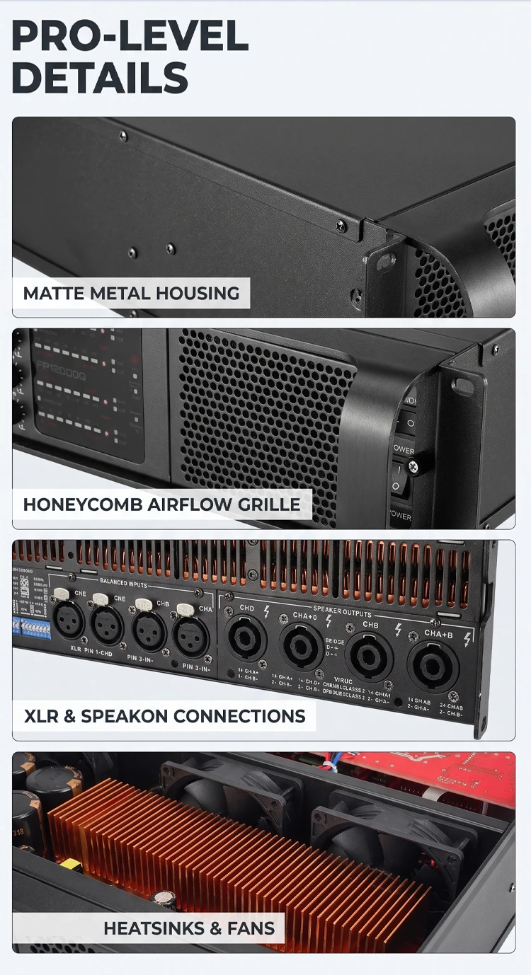 Paulkitson FP20000Q 4-Kanal-Leistungsverstärker (4×7000W) für Line-Array-Lautsprecher, Disco-, DJ- und Konzertbühnen-Audiosysteme – Detail 7