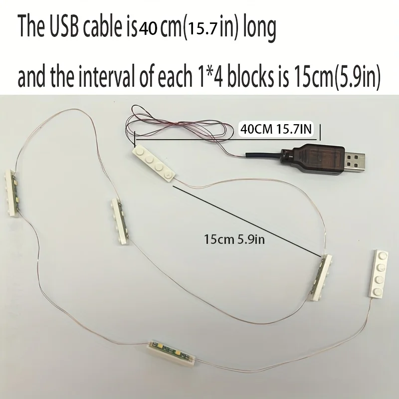 مجموعة إضاءة مكعبات البناء 1X4 - متوافقة مع العلامات التجارية الكبرى، مجموعة تعديل إضاءة كتلة الألعاب Moc، تعمل بمنفذ USB