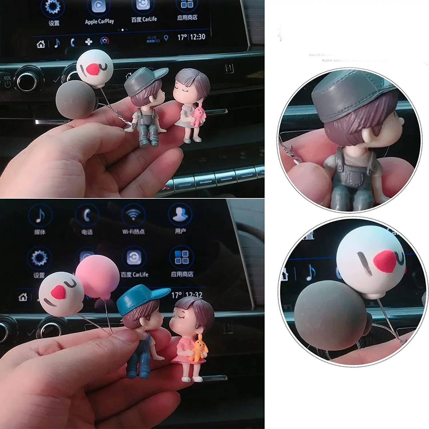 Anime Couples For Car Ornament Model Cute Kiss Balloon Figure Auto Interior Decoration Pink Dashboard Figurine Accessories Gifts image 5