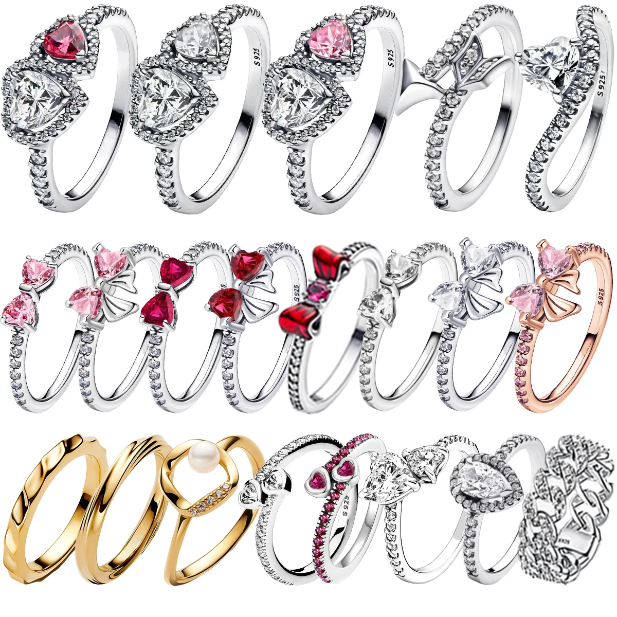 

Colorful Rings Size 5 6 7 8 9 Crown Heart Moon Bow 925 Sterling Silver Ring Women Wedding Valentine's Birthday Fine Jewelry Gift