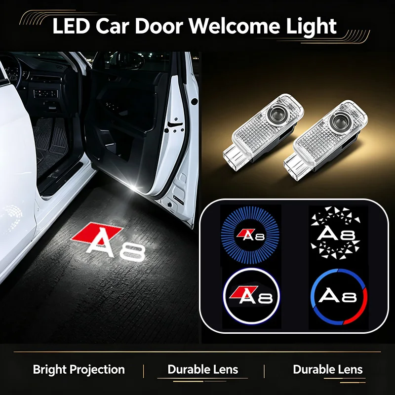 Car Door Welcome Decor Logo Lights Styling Pattern Projector Lamps Courtesy Laser Light For Audi A8 Auto Decor Accessories