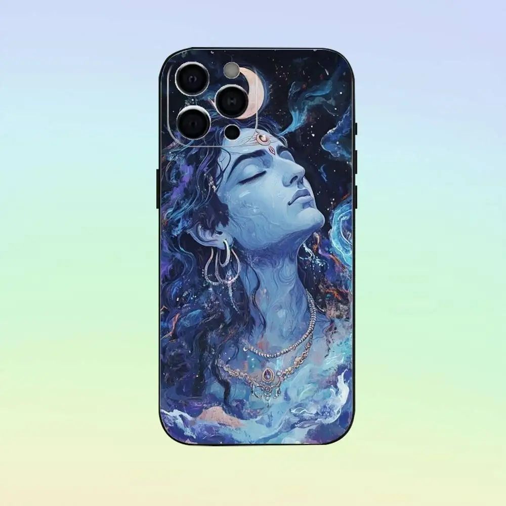 Capa de telefone Lord Shiva M-Mahadev da Índia para iPhone17,16,15,14,13,12,11 Plus,Pro Max Soft Black Cover