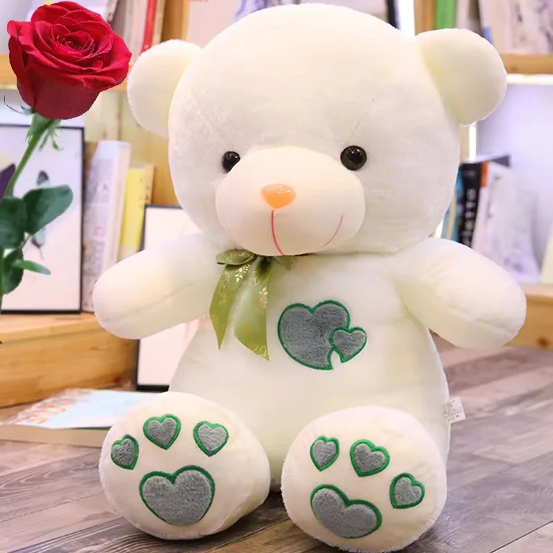 60cm Plush Toy Couple Love Bears Heart to Heart Embracing Bears Ribbon Teddy Bear Doll Gifts Girl's Birthday Gift Pillow