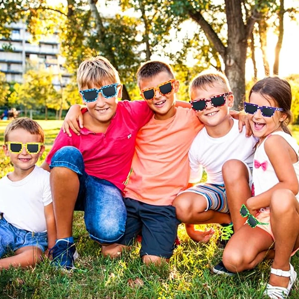 1-12 pezzi occhiali da sole pixel occhiali pixel retrò ragazzi e ragazze adulti oggetti di scena per foto forniture per feste di compleanno