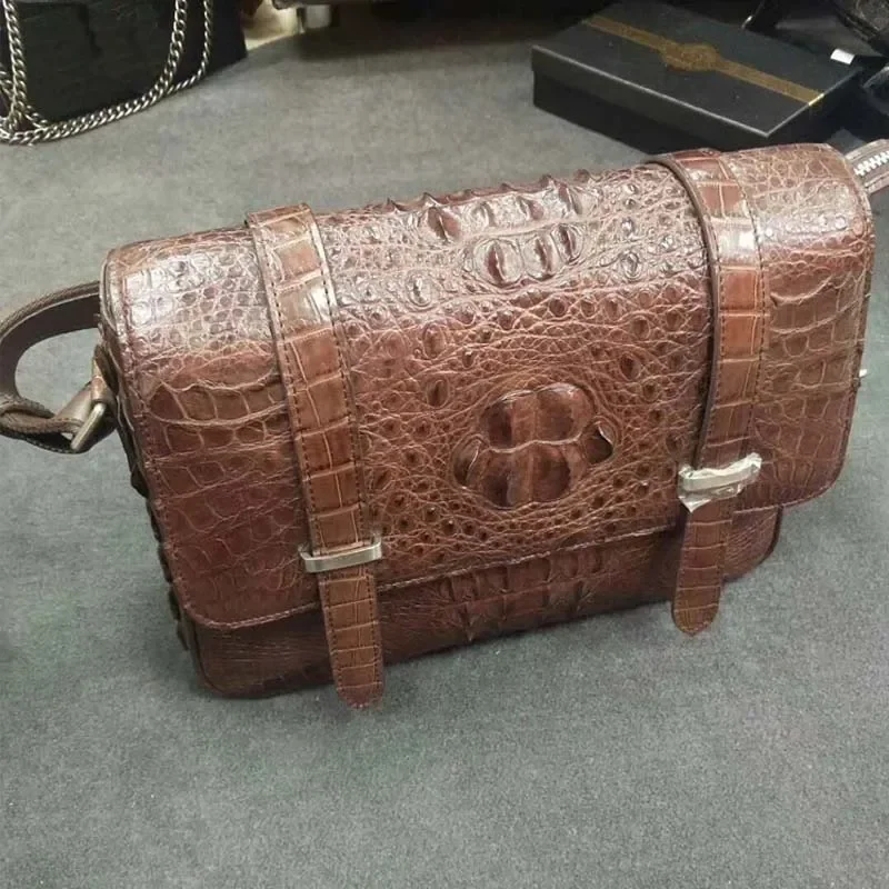 

Мужская сумка из крокодиловой кожи xinepiju на одно плечо, мужская крокодиловая сумка для деловых поездок