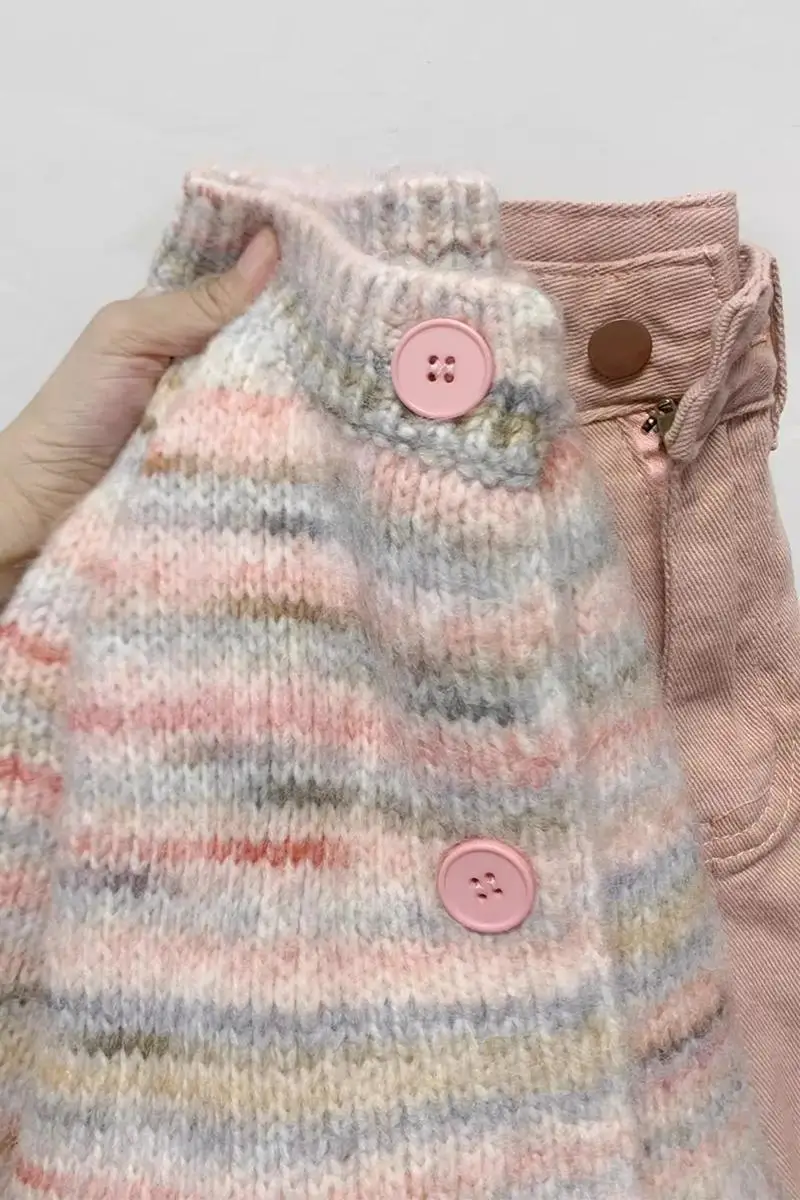 Women's Cardigan Knitted Sweater Harajuku Y2k Long Sleeves O-Neck Sweater Jumper 90s Vintage 2000s Aesthetic Clothes Autumn 2024