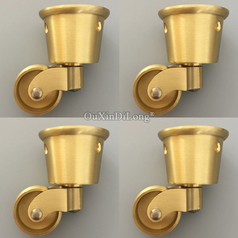 

NEW 4PCS 1.25'' Brass Wheels Brass Cup Universal Furniture Casters Table Chair Sofa Bar Silent Pulleys Flexible Rotation Rollers